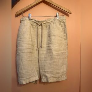 Tan linen drawstring shorts